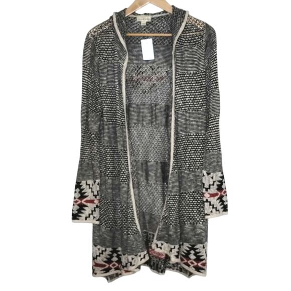 Southwest Open Long Cardigan Hooded Large Duster - Picture 1 of 8